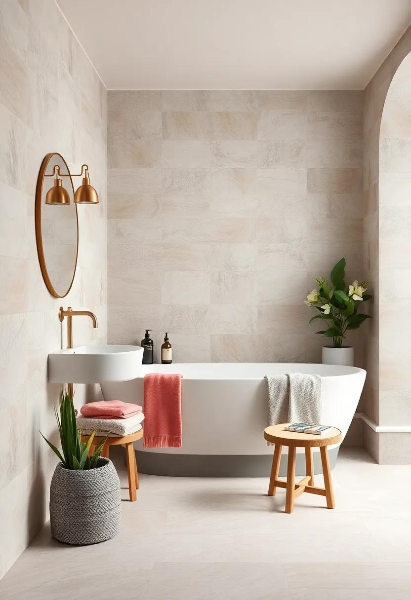 Soft Pastel Hues in Bathroom Tiles Creating a Gentle Vintage-Inspired Atmosphere