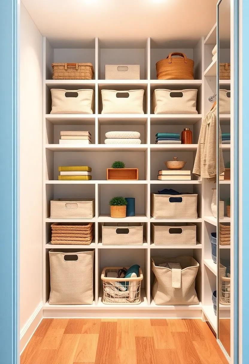 Closet⁣ Shelf Bins: Categorize your​ belongings in ​fabric ⁢or‌ plastic bins that sit neatly on shelves for a clean, organized look