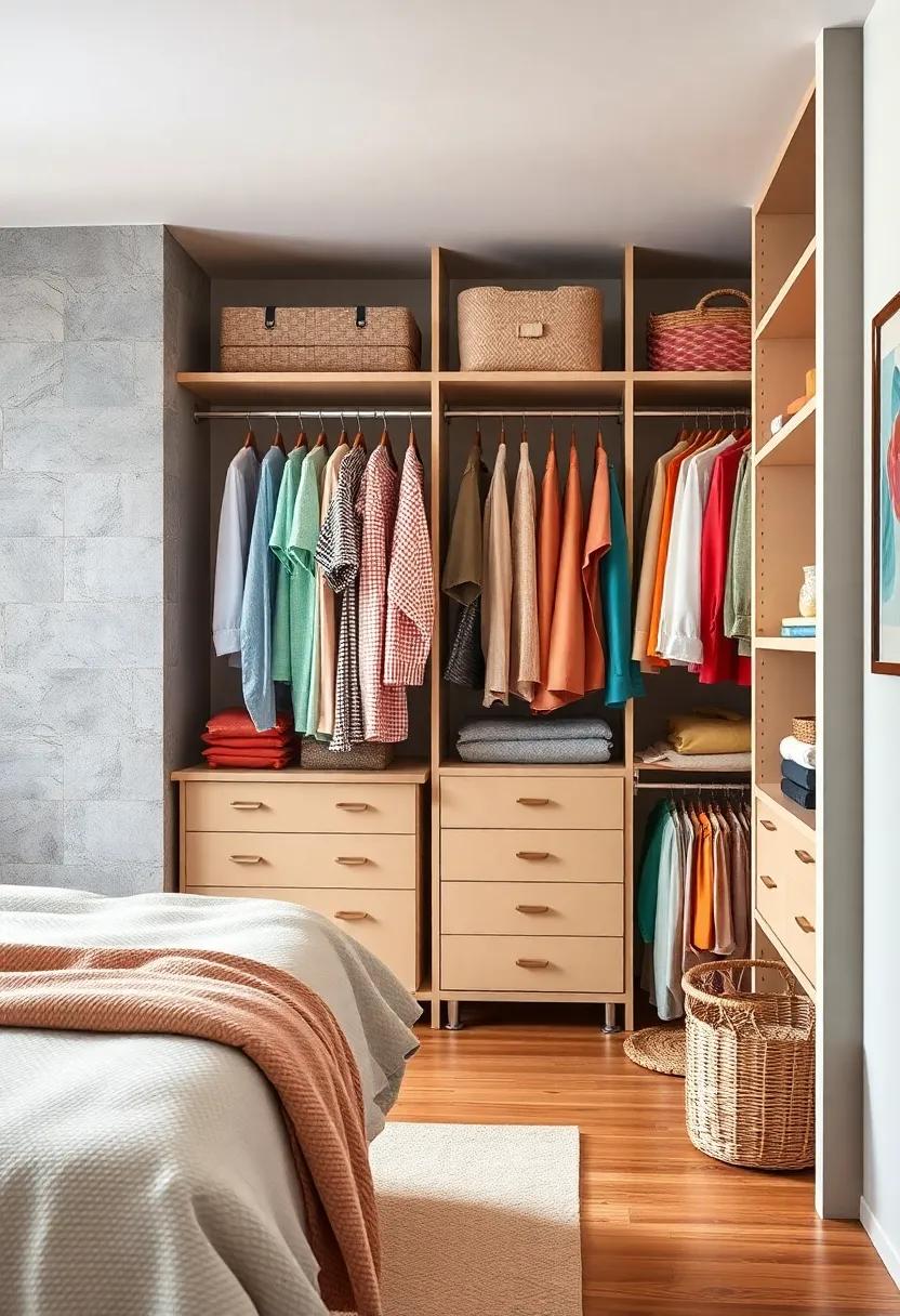Color-Coded Organizing System: Tame the chaos in your closet by organizing your clothing by ⁤color for an instant boost in aesthetics and ease of⁢ selection
