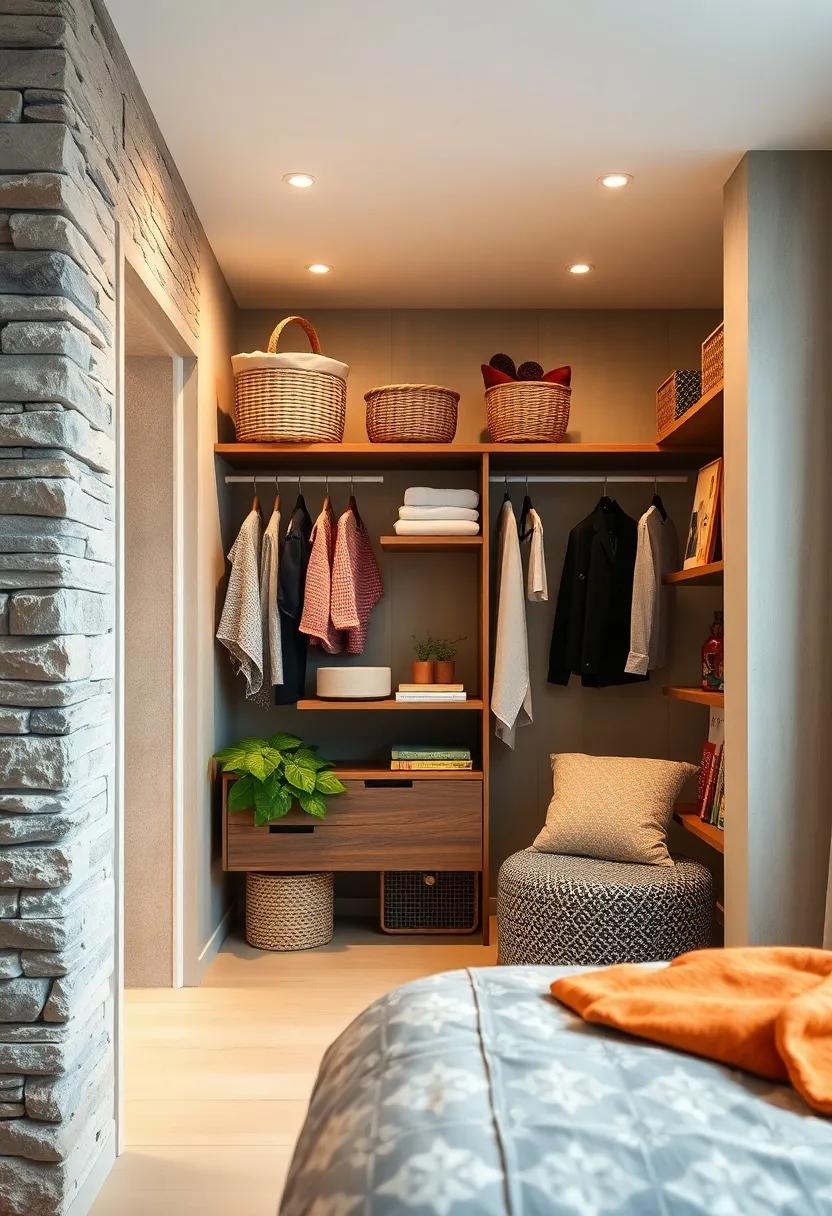 Hanging Basket Shelves: Use hanging baskets for a unique touch ⁣that provides‌ storage⁤ for smaller items like scarves or hats without taking up precious drawer space
