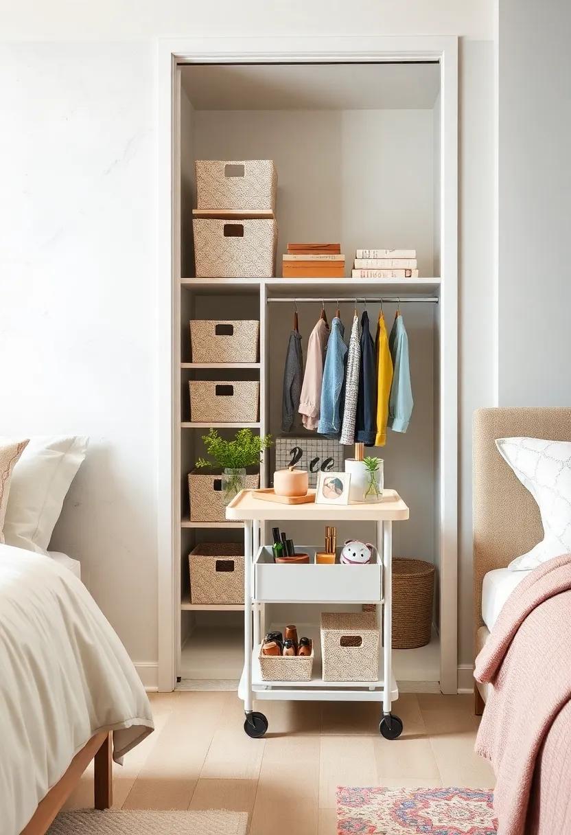 Moveable Rolling Cart: Create ⁤a stylish mobile ⁤storage solution for makeup, jewelry, ​or craft ⁣supplies that can​ be easily tucked away when not in use