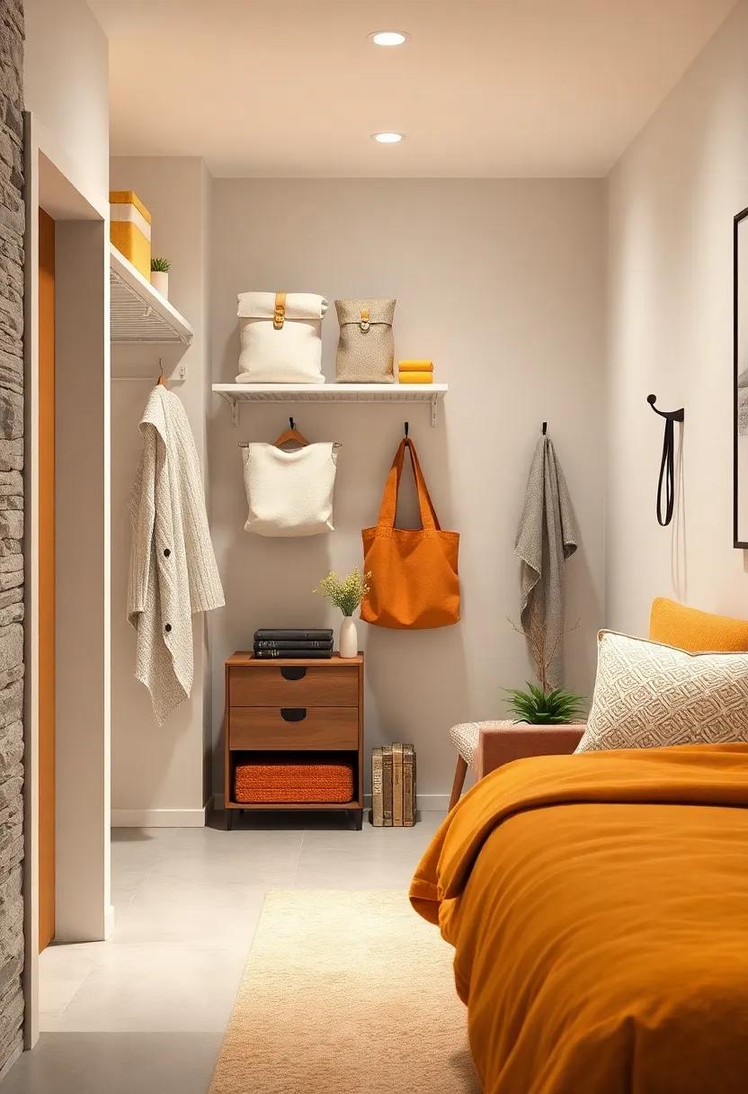 Wall-mounted Hooks: Utilize vertical space with decorative hooks for bags, hats, and accessories that blend style with functionality