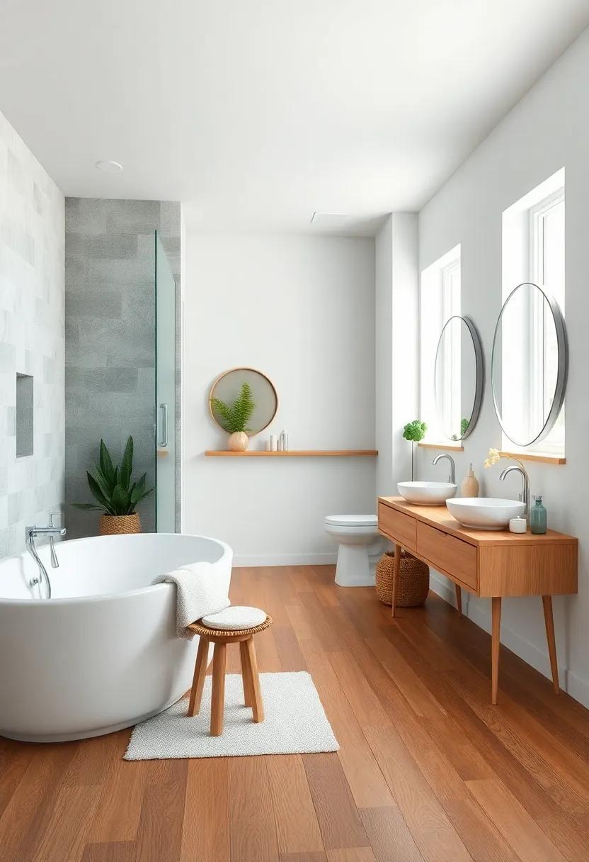 Sea Glass Inspired Decor Paired With Warm Cedar Wood Flooring for Tranquil Ambience