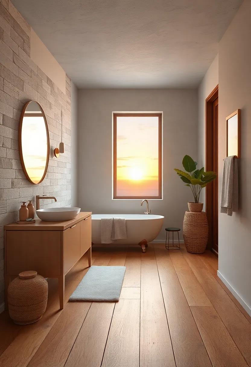 Sunset Glow Reflected on Honey Birch Wood Flooring Paired With Minimalist Decor