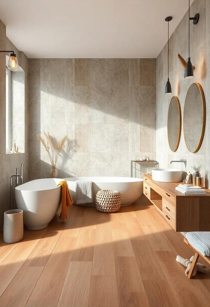 Warm Rustic Wood Flooring Echoing The Textures and Hues of Beach Pebbles and Driftwood