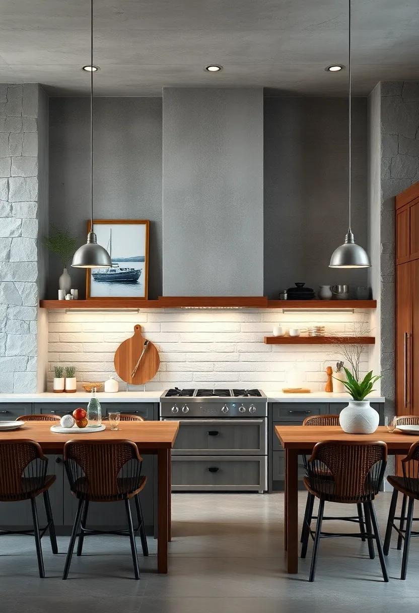 Subdued Coastal Art Pieces Framing Kitchen Walls to Enhance the Calm, Nautical Ambiance