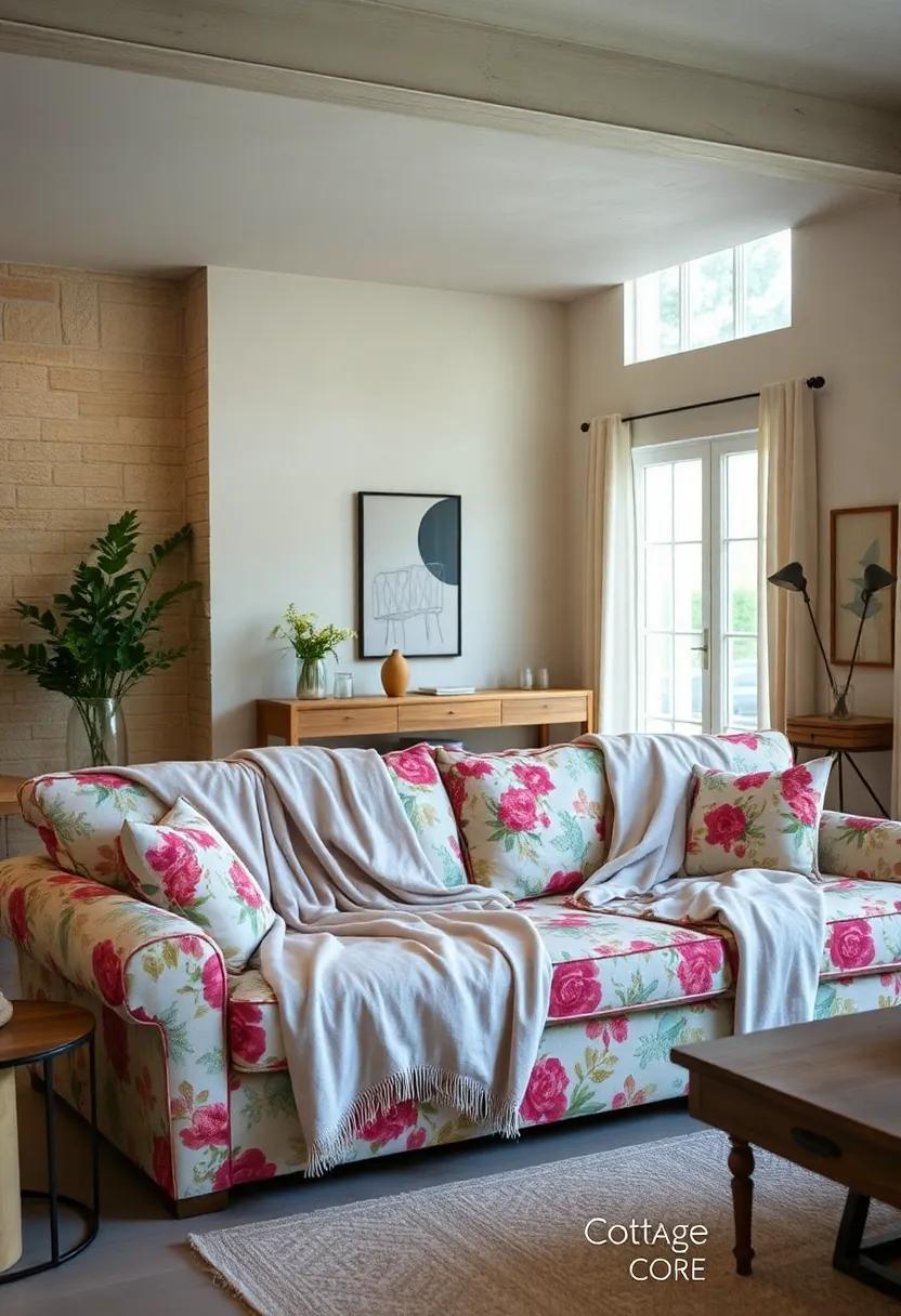 - Soft Throw Blankets Draped Elegantly on Floral Sofas for Ultimate Comfort