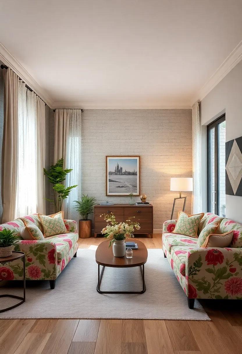 - Delicate Lace Curtains Paired with Plush Floral Sofas for an Inviting Atmosphere