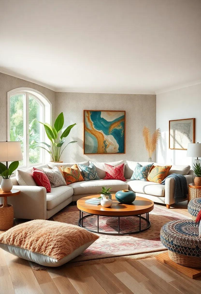 Cultural Touches: Integrate oversized cushions inspired by global cultures with unique motifs to create a rich, diverse living space