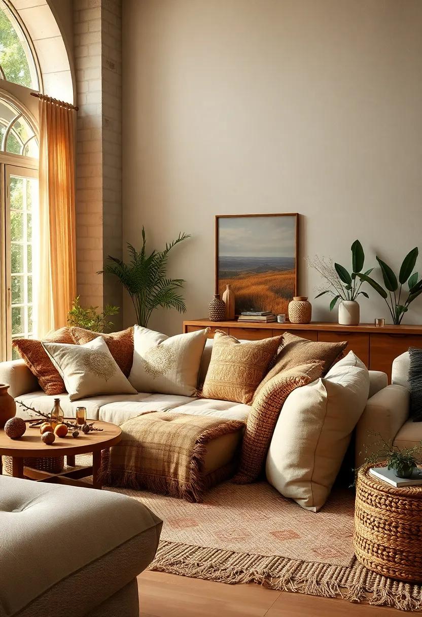 Natural Elements: Incorporate oversized cushions made from organic materials like cotton, hemp, and jute to align with eco-friendly decor