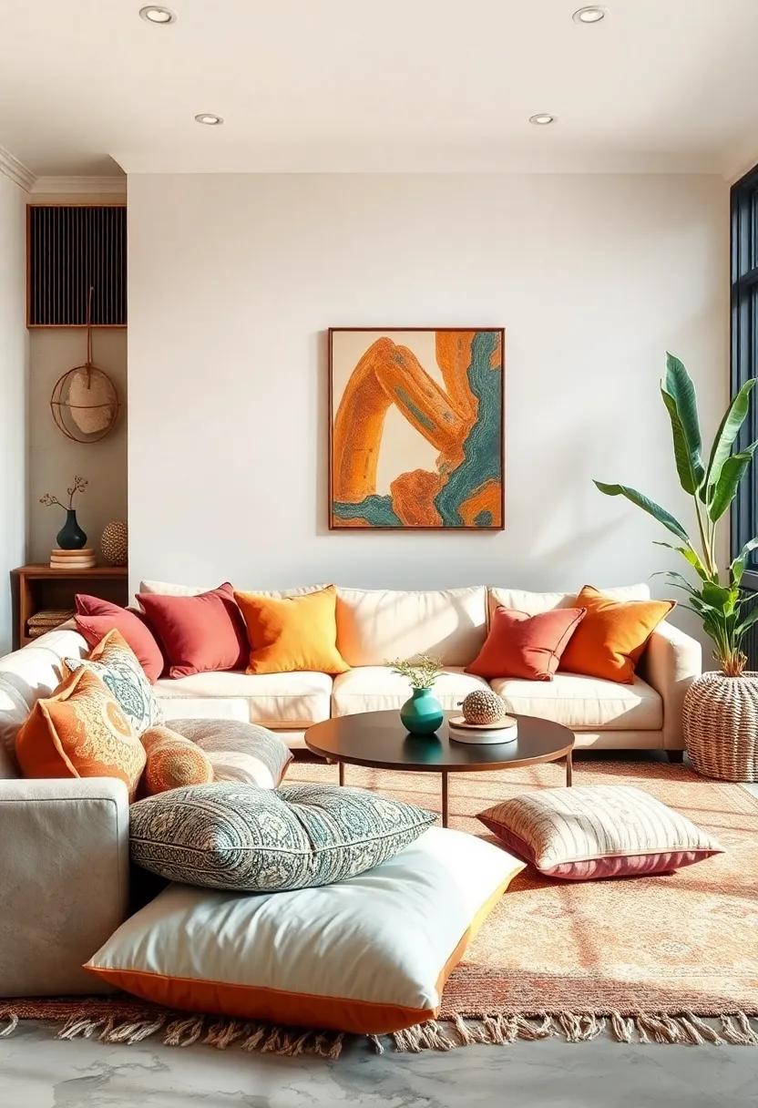 multi-functional Options: Opt for oversized cushions that can serve multiple purposes, such as extra seating, a footrest, or even a casual coffee table