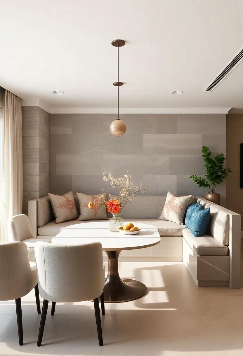 Chic Banquette:​ Design a stylish, upholstered banquette with decorative pillows and integrated storage underneath, merging ‌comfort and‍ practicality seamlessly for⁢ modern living