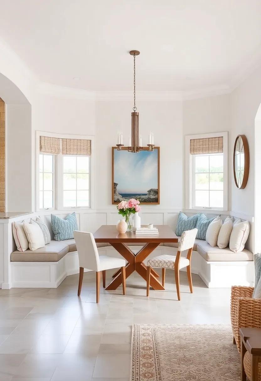 Coastal Vibes: Create a beachy ambiance with whitewashed wood and light fabrics‍ on your built-in⁤ benches, evoking a breezy coastal retreat ​right in your‌ dining room