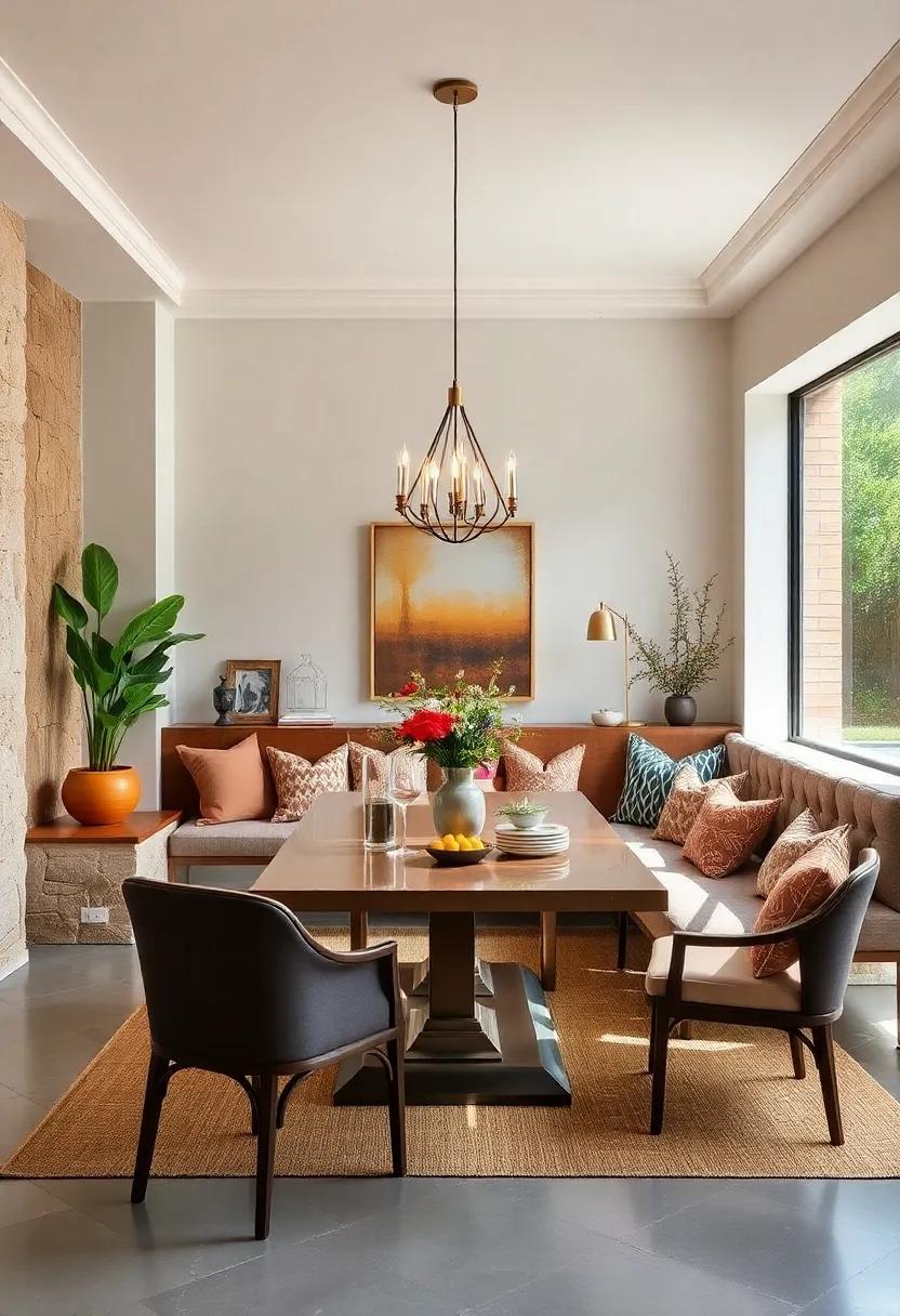 Seasonal Style: Refresh your built-in seating seasonally with interchangeable cushions and decor,allowing you to easily adapt your dining space’s vibe throughout the year