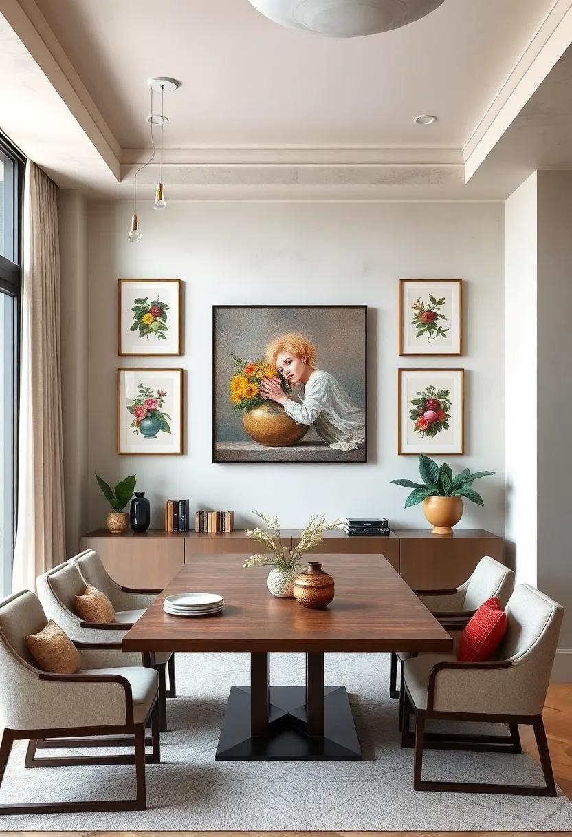 Soft Watercolor Illustrations Interspersed with Handcrafted Wall Sculptures for Artistic Charm