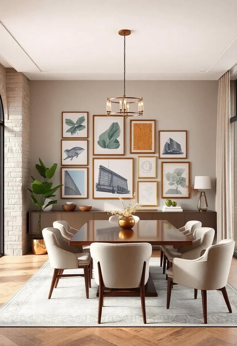 Muted Neutrals with Hints of Gold Detailing to Craft an Understated Yet Elegant Gallery Wall Look