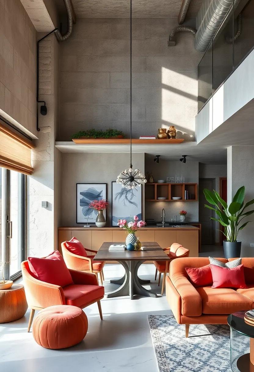 Utilize Vertical Space: Install shelves or floating cabinets above the⁢ dining area to maximize your ⁣loft’s vertical space ‍and display⁢ decorative items