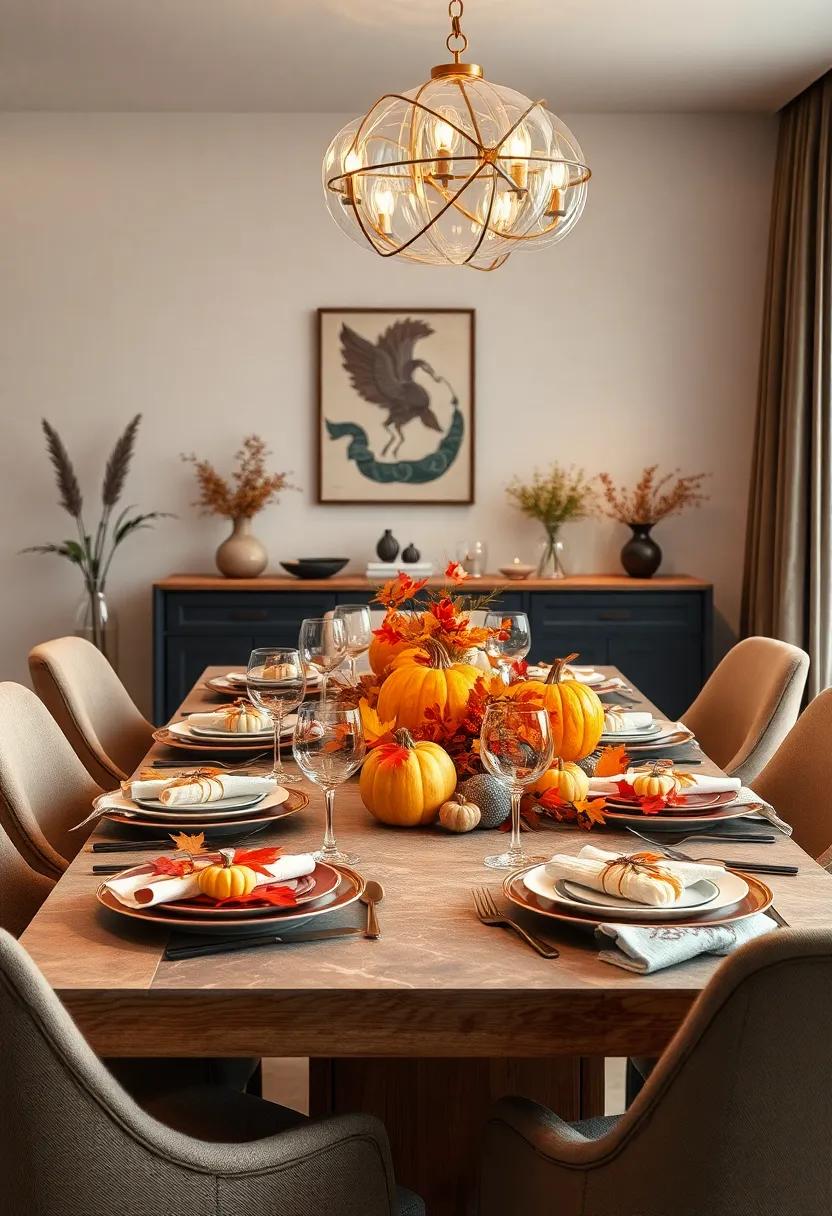 Seasonal Inspirations Showcasing Autumn Leaves And Pumpkins For A Warm And Inviting Table Look