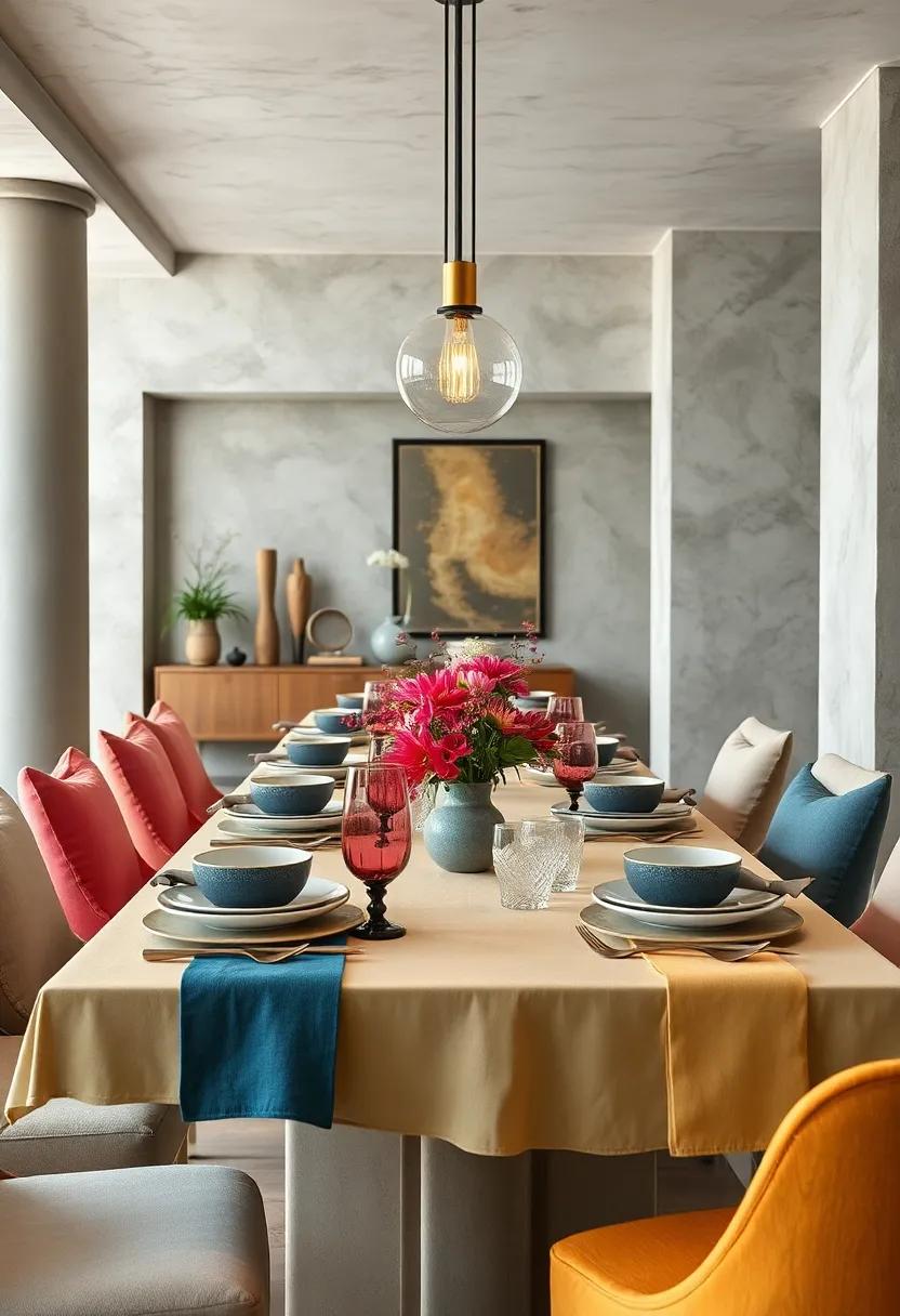 Bold Color Palettes Infusing Vibrancy Into Dinnerware And Linens Creating A Lively Dining Mood