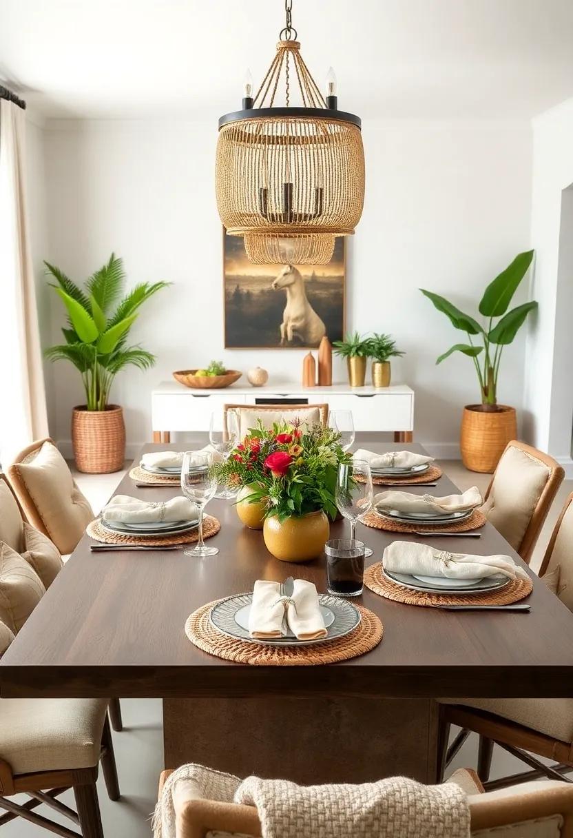 Bohemian Flair With Mismatched Dinnerware, Macramé Chargers, And Earthy Colors For Relaxed Elegance