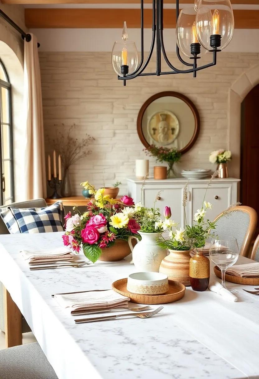 Country Chic Tablescapes With Soft Plaids, Wildflowers, And Handcrafted Pottery For Cozy Feels