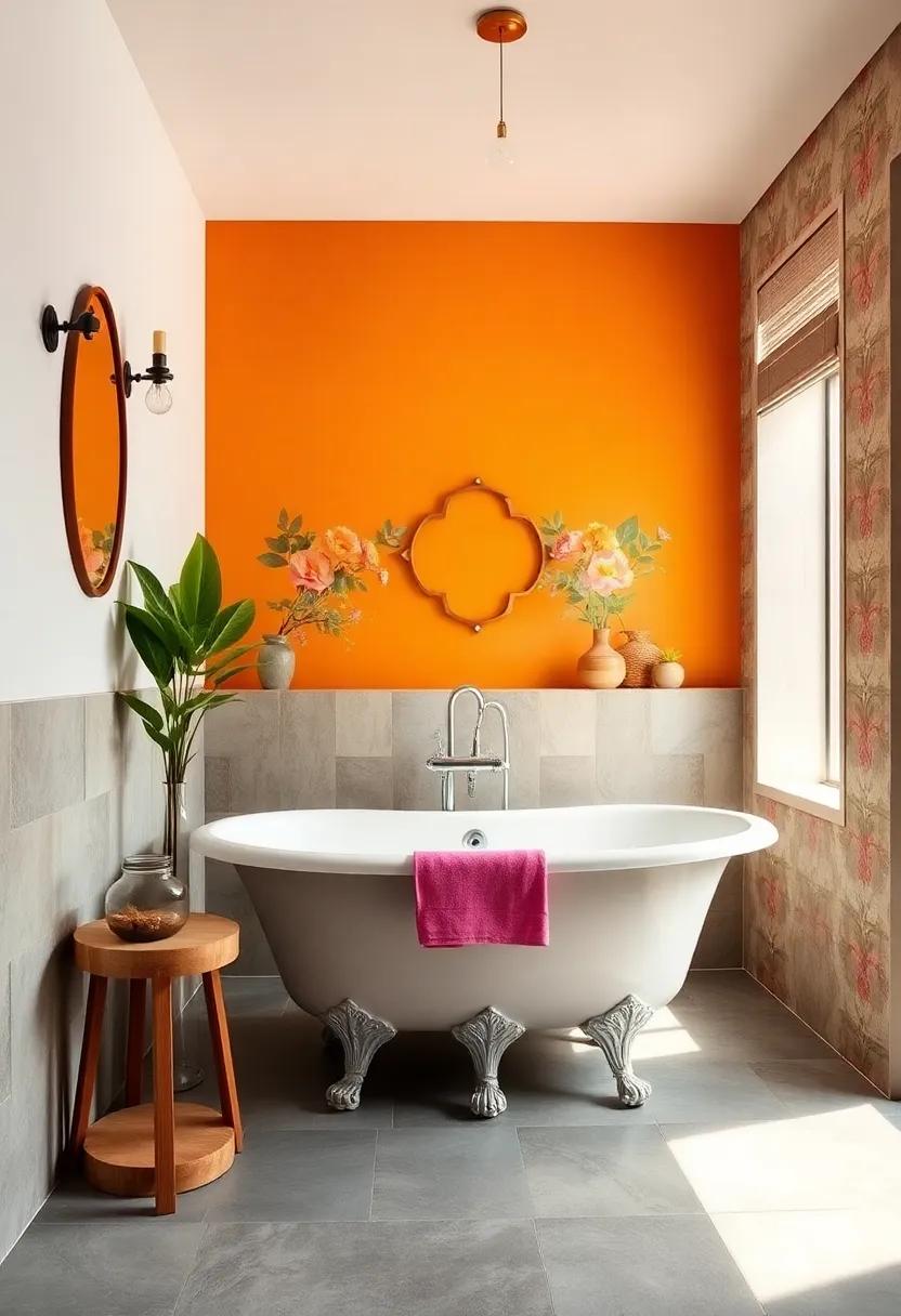 Bold Color Palette: Opt for vibrant wall colors or a statement wallpaper that contrasts beautifully with ⁢the classic white tub