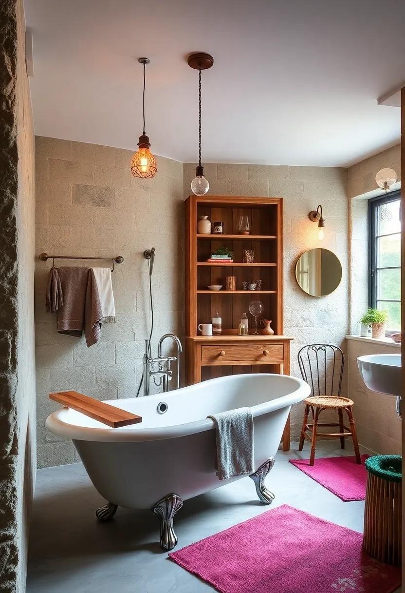 Creative Lighting:⁤ Install an eclectic mix of vintage light fixtures to create an inviting ambiance around‌ the tub