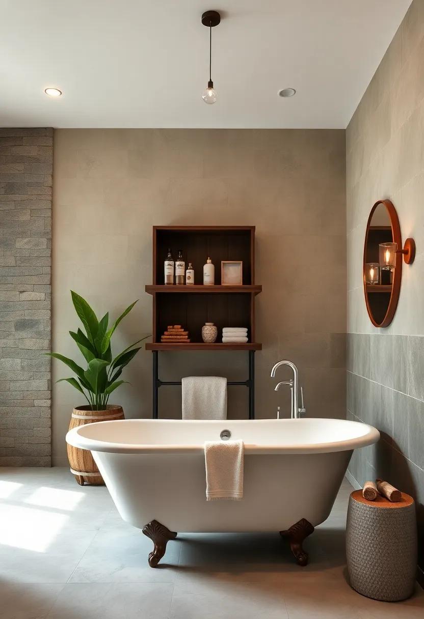Customized Shelving: Create open shelf spaces using reclaimed wood to display decorative towels, books, or bath products