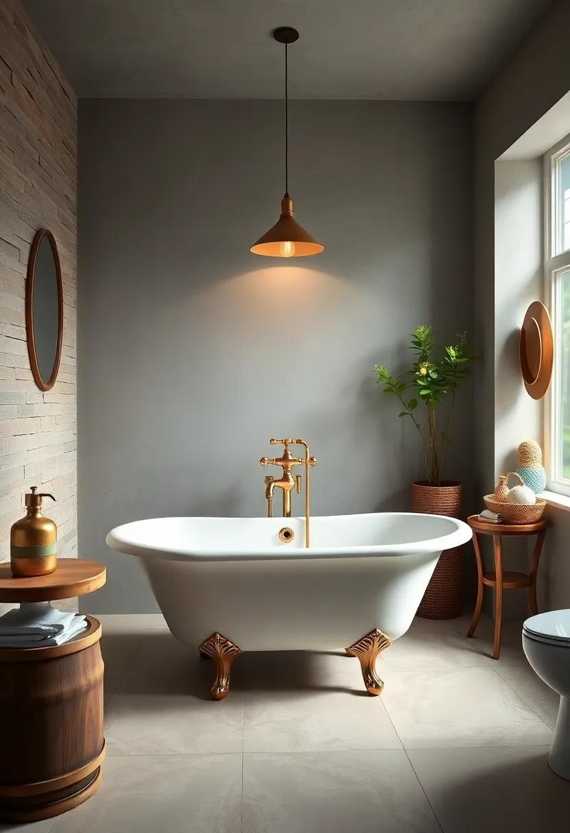 Statement Bathtub Faucet: Choose a unique‌ faucet design that becomes⁢ an eye-catching focal point above your clawfoot tub
