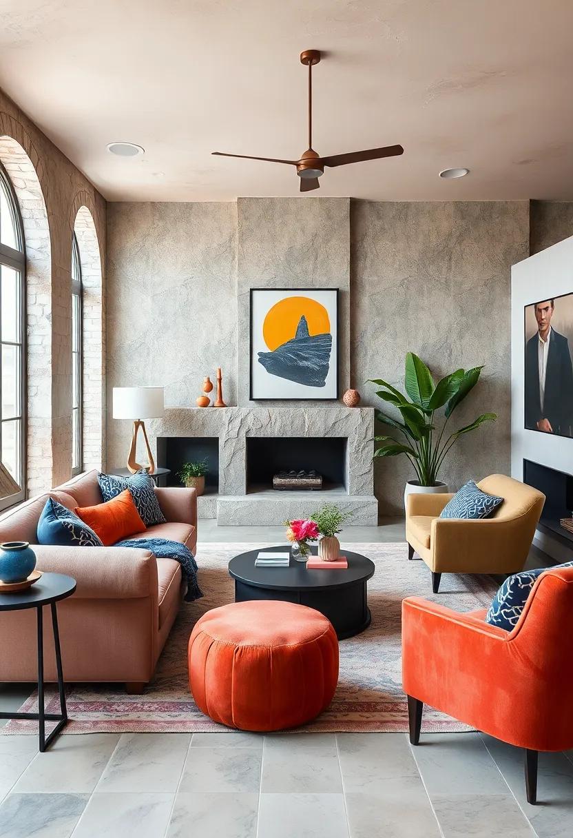 Peach Softness and Cobalt Intensity in a Layered Color Story With Textured Elements