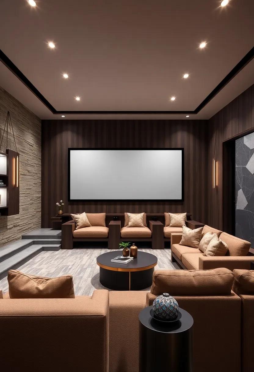 Utilizing Dark Wood Tones and Metallics for a Sophisticated Contrast in Seating Design