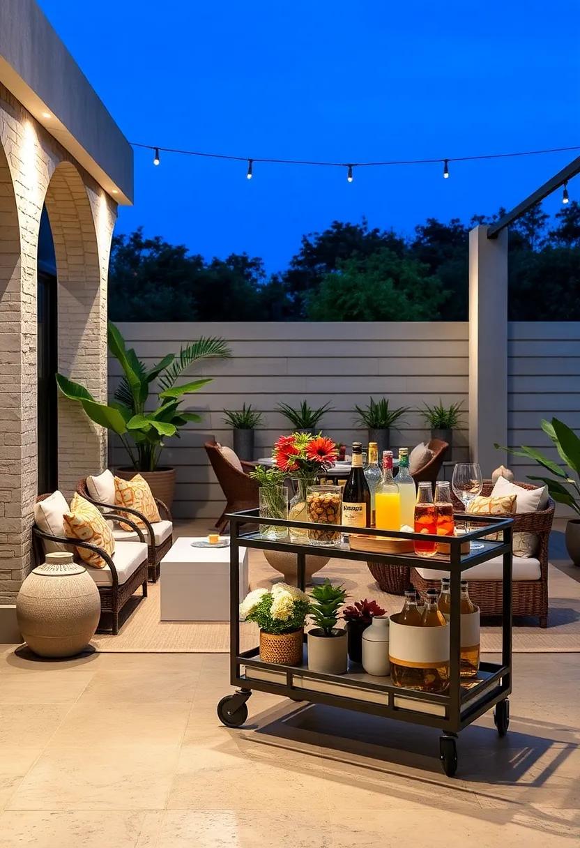 Ice-Cold Beverage Station: set up a stylish beverage trolley filled with⁢ chilled drinks, herbs, and⁤ fresh fruit, allowing ‍guests to mix their own cocktails while⁤ mingling