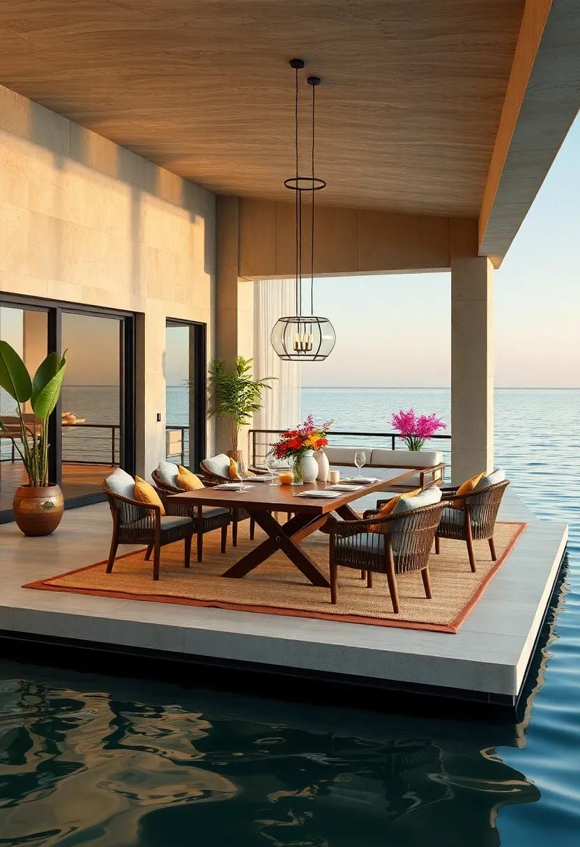 Floating Dining: For a unique twist, consider a‍ dining space on a floating deck or platform surrounded by water to create‌ a serene and picturesque setting