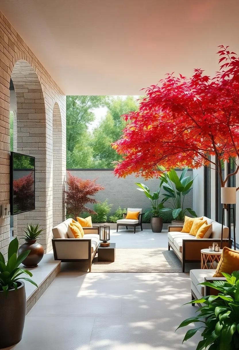 Colorful Flowering Maple Trees Casting Dappled Shade for Resting Hummingbirds in the Front Yard