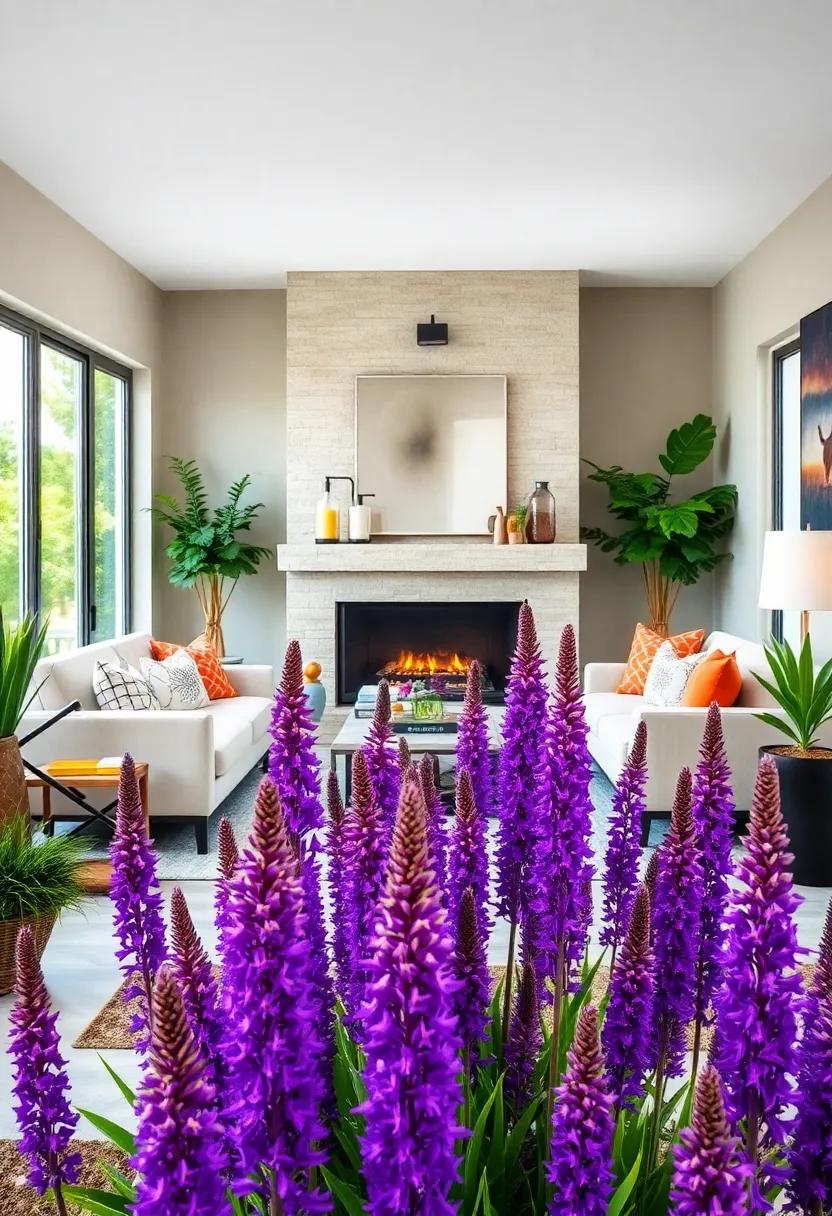 Bright Purple Liatris Spikes Providing Tall, Striking Feed Stations for Passionate Hummingbirds