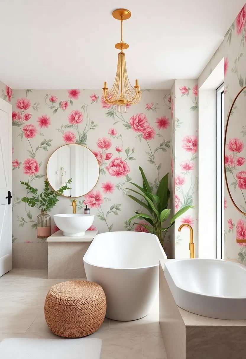 Floral Fantasy: Add floral wallpaper⁢ or ⁢decals for a‌ whimsical touch that brings‍ nature indoors and‌ adds a splash‍ of color​ to your bathroom