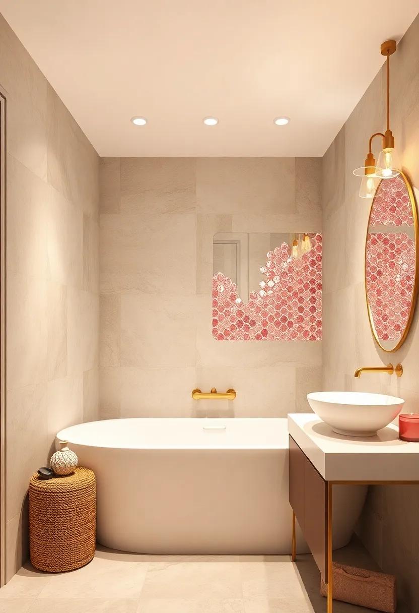 Glitzy Tiles: Consider using mosaic tiles⁢ in soft colors ‌or patterns on the backsplash ⁤or shower walls for a ‌stunning focal feature