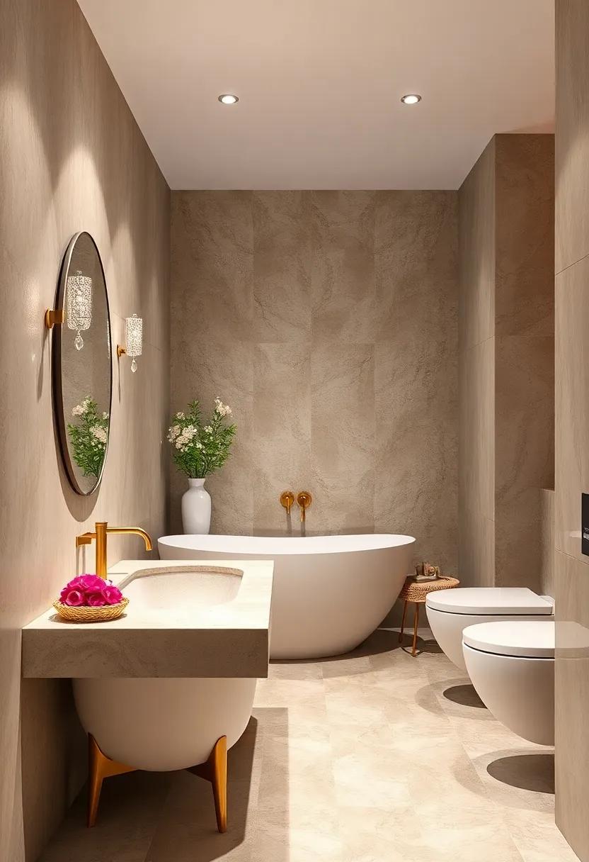 Shimmering Finishes:⁢ Add ​sparkle with metallic finishes⁤ in your faucets, cabinet hardware, and ⁤decorative accents⁣ for a glamorous feel