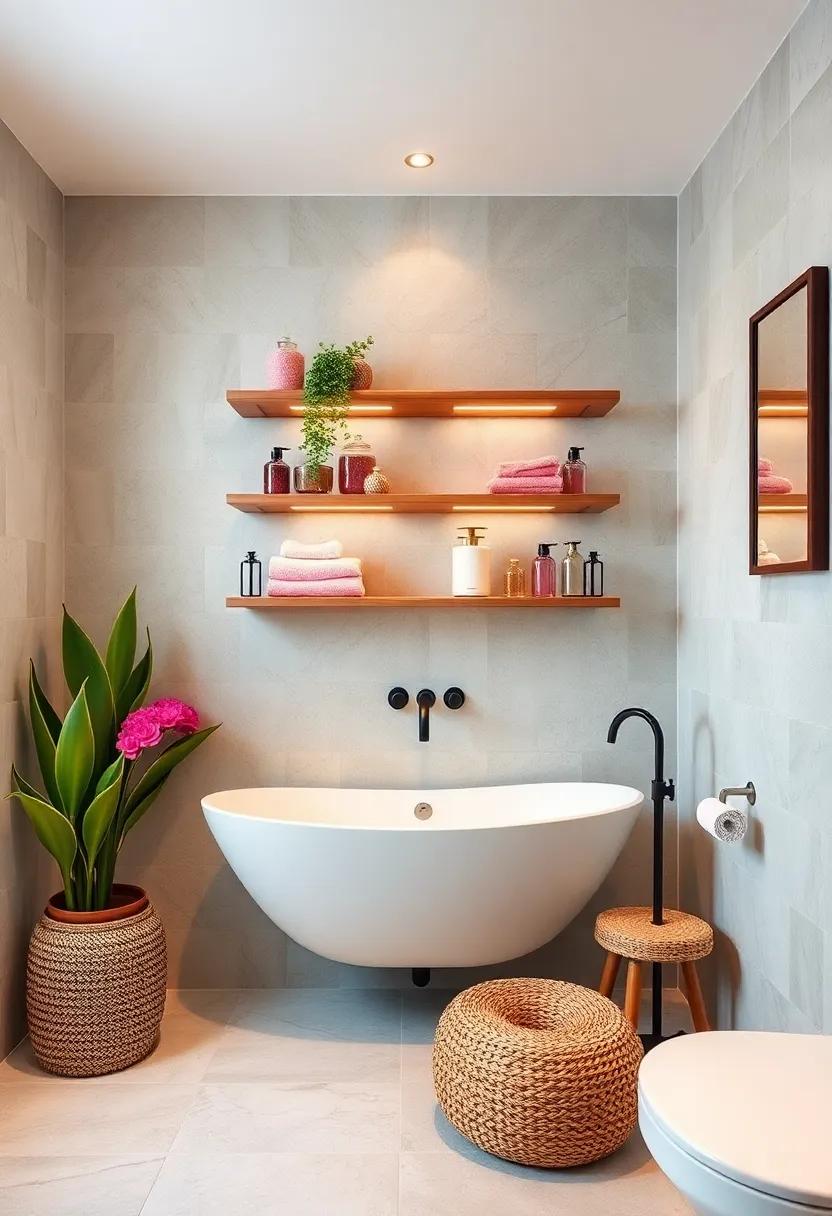 Sweet Shelving: Install floating shelves to‍ display scented soaps, ⁢plush towels, ⁤or ⁣decorative glass jars, adding both style and functionality