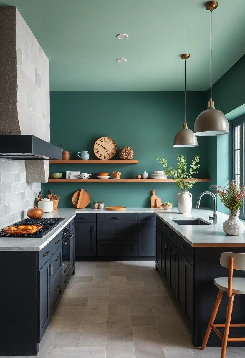 Subdued Teal: Select a muted teal wall⁤ that hints at sophistication,offering a chic⁤ pairing with darker grey cabinets