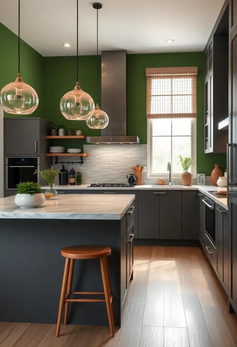 Natural Wood Accents: ⁣Use green walls with​ wood accents to enhance‍ the earthy ‌vibes while ⁢modern⁢ grey adds sleek appeal
