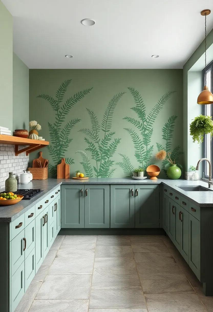 Garden Inspired: ⁢Incorporate wall decals of ferns and foliage⁤ on a light green base for a whimsical garden ⁣feel‍ along​ grey ‍features