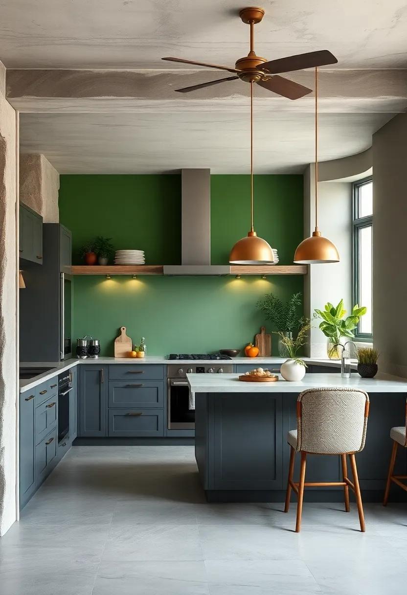 Tropical Paradise: Paint your ​walls‌ a rich jade green that exudes warmth, inviting a tropical essence to your ‌stylish grey kitchen