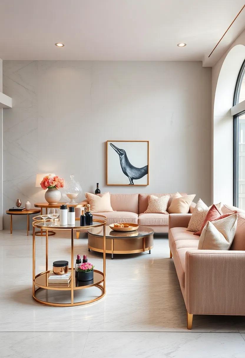 Rose Gold Bar Carts Adding a Feminine Touch to High-End Entertaining Spaces