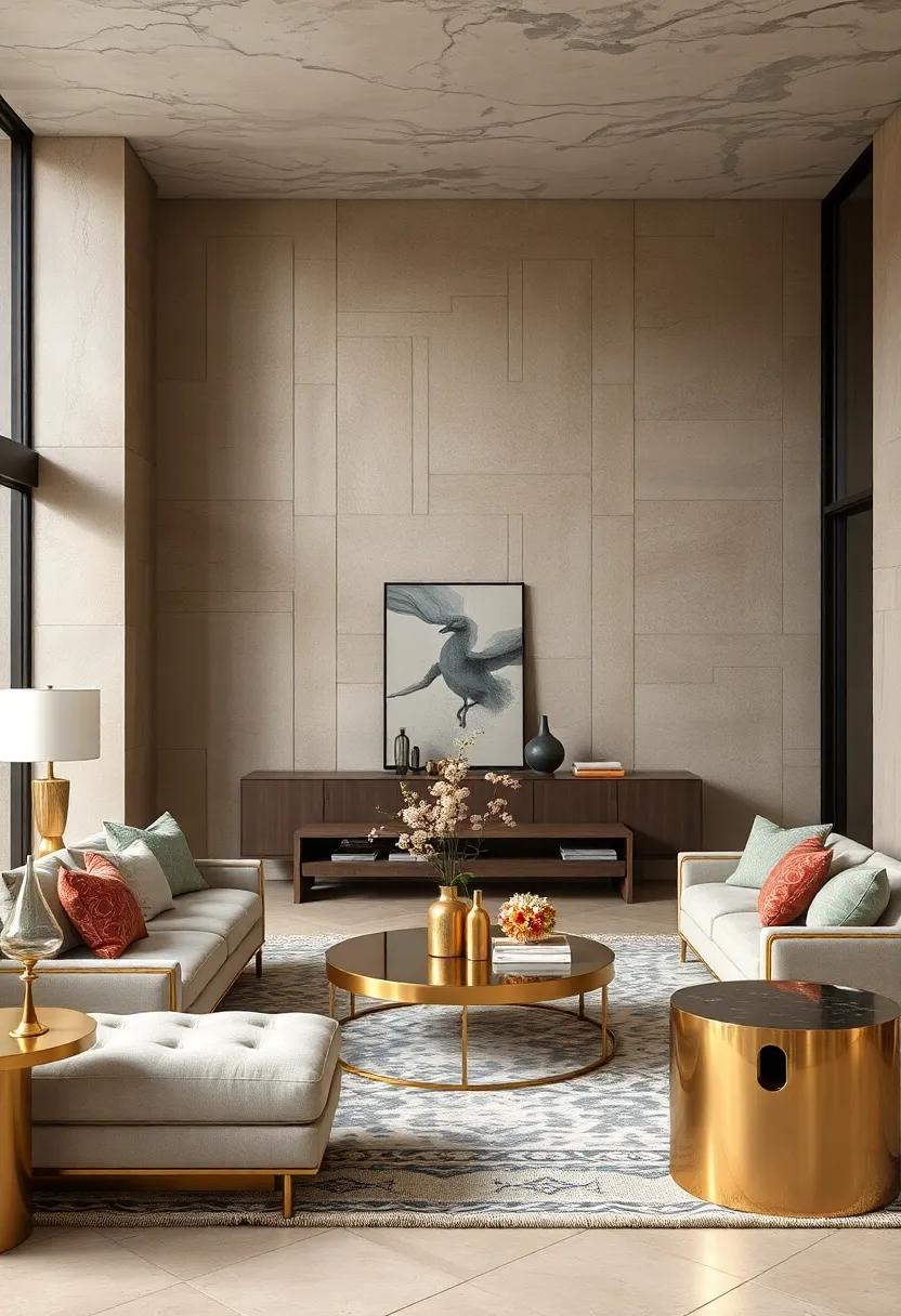 Mixed Metal Finishes Creating Visual Interest and Textural Contrast in Living Areas