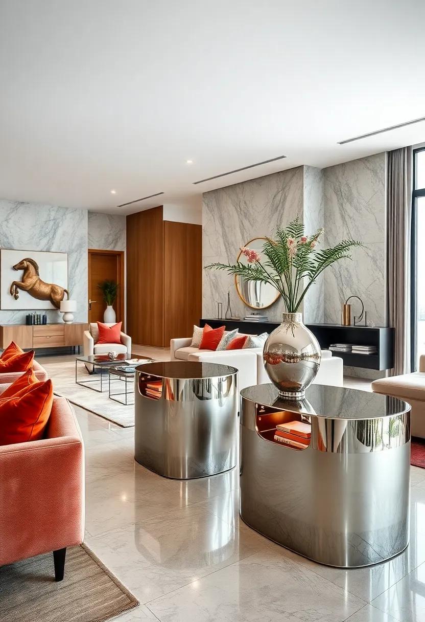 Glossy Silver Console Tables Reflecting Modern Elegance and Spaciousness