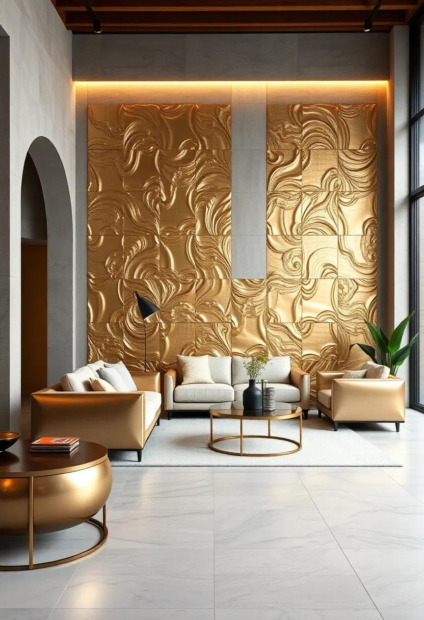 Floating Metallic Wall Panels Bringing Dimension and Shine to Minimalist Walls