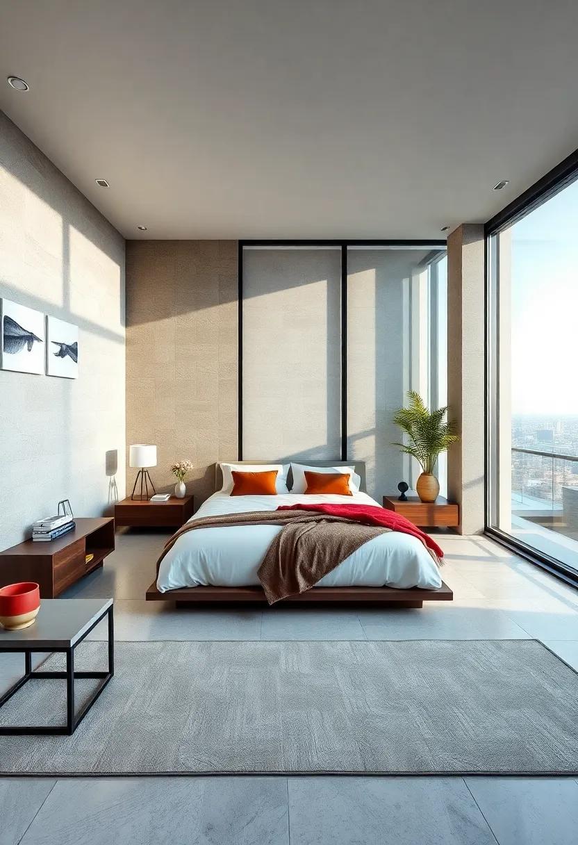 Smart home technology integrated into penthouse bedroom design