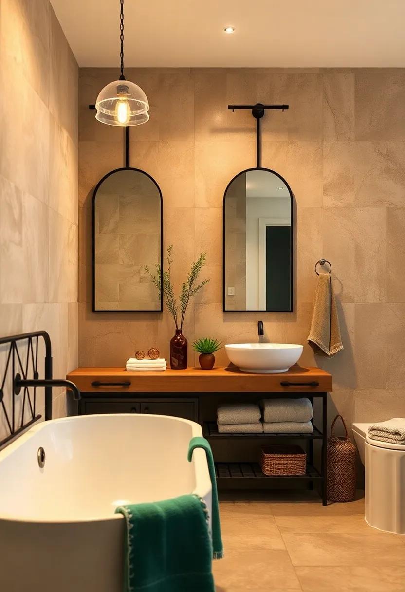 Hang Mirrors with Metal Frames: Select mirrors framed in steel or iron to tie in the industrial theme while expanding the visual space