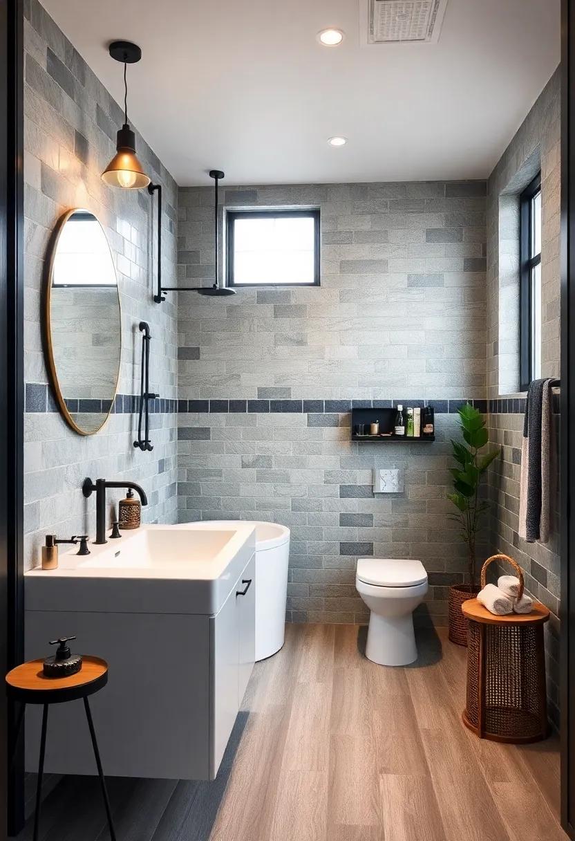 Go for Vintage Tiles: Vintage-style tiles, especially in black and white, can complement the industrial feel while adding a touch of elegance